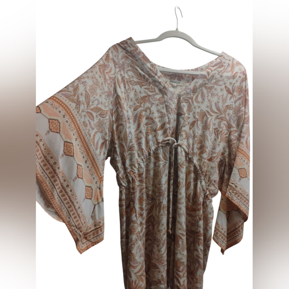 Rip Curl Paisley Boho Top With Butterfly Egagerated Sleeves Size Large